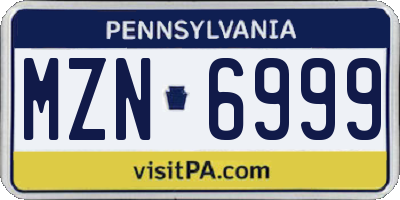 PA license plate MZN6999