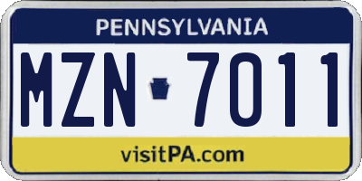 PA license plate MZN7011