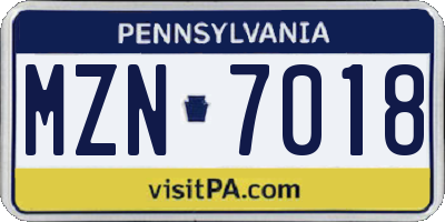 PA license plate MZN7018