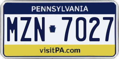 PA license plate MZN7027