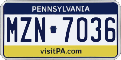 PA license plate MZN7036