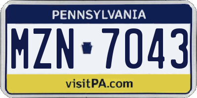PA license plate MZN7043
