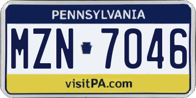 PA license plate MZN7046
