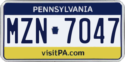 PA license plate MZN7047