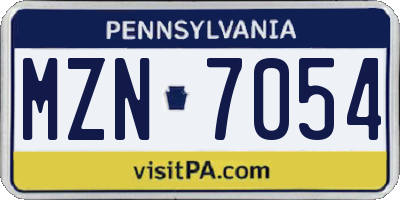 PA license plate MZN7054