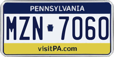 PA license plate MZN7060