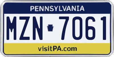 PA license plate MZN7061