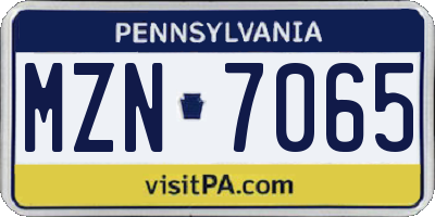 PA license plate MZN7065
