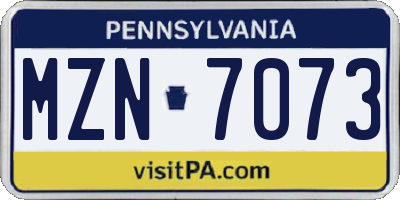 PA license plate MZN7073