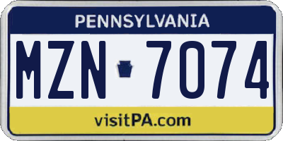PA license plate MZN7074