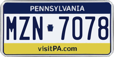 PA license plate MZN7078