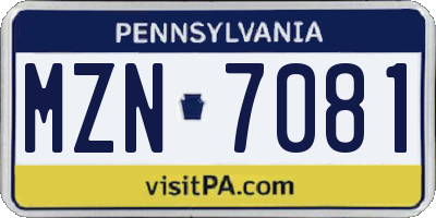 PA license plate MZN7081
