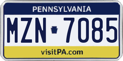 PA license plate MZN7085