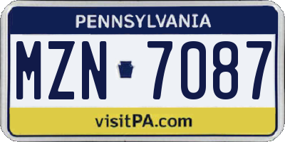 PA license plate MZN7087