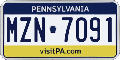 PA license plate MZN7091