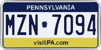 PA license plate MZN7094
