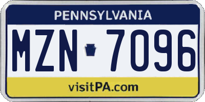 PA license plate MZN7096
