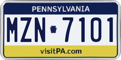PA license plate MZN7101