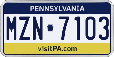 PA license plate MZN7103