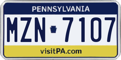 PA license plate MZN7107