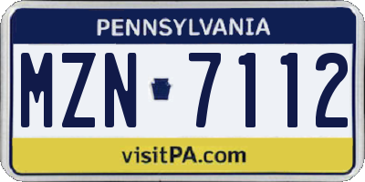PA license plate MZN7112