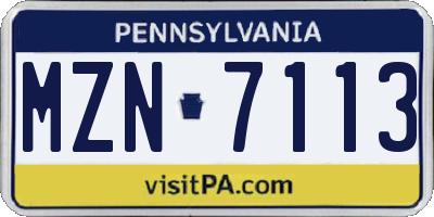 PA license plate MZN7113