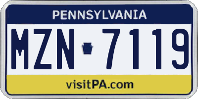 PA license plate MZN7119