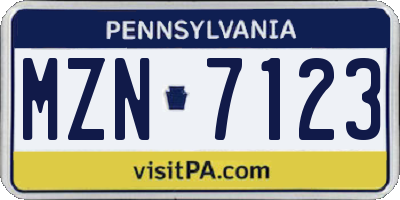 PA license plate MZN7123