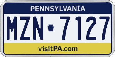 PA license plate MZN7127