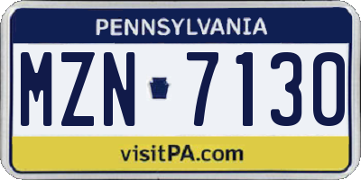 PA license plate MZN7130