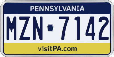 PA license plate MZN7142
