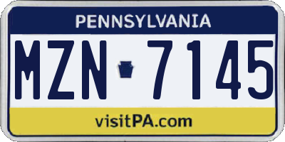 PA license plate MZN7145