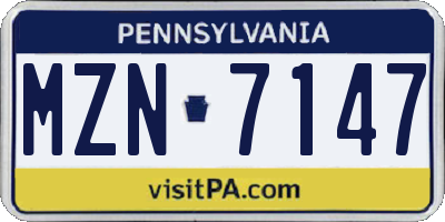 PA license plate MZN7147