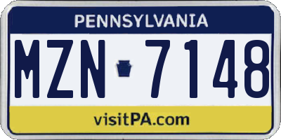 PA license plate MZN7148