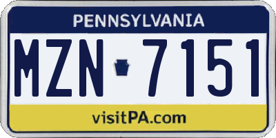PA license plate MZN7151