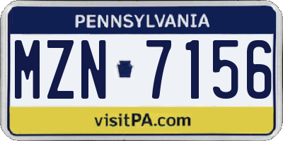 PA license plate MZN7156