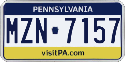 PA license plate MZN7157