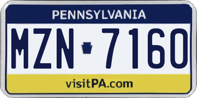 PA license plate MZN7160