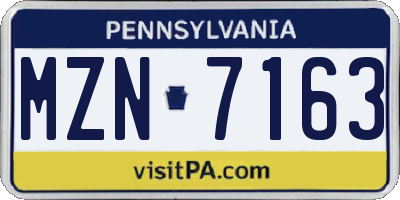 PA license plate MZN7163