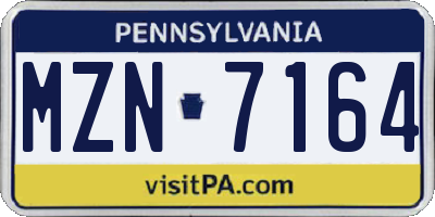 PA license plate MZN7164