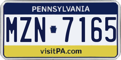 PA license plate MZN7165