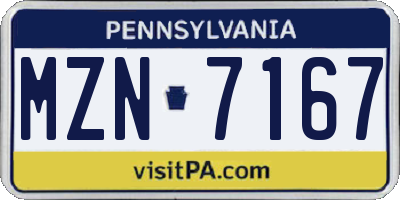 PA license plate MZN7167