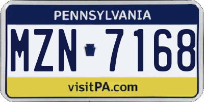 PA license plate MZN7168