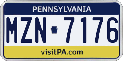 PA license plate MZN7176