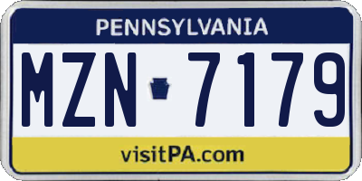 PA license plate MZN7179
