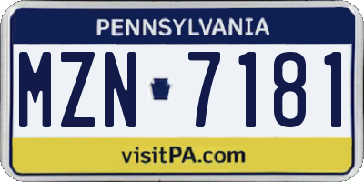 PA license plate MZN7181