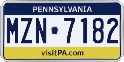 PA license plate MZN7182