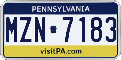 PA license plate MZN7183