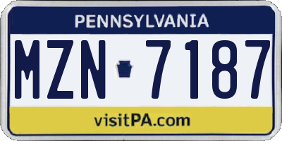 PA license plate MZN7187
