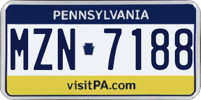 PA license plate MZN7188